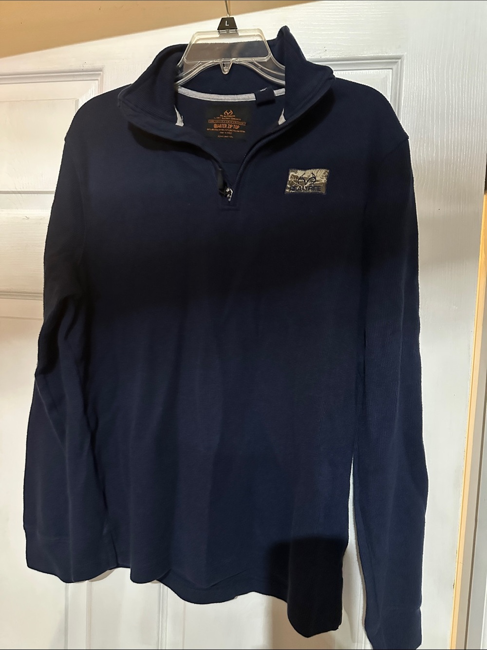 Realtree Navy Blue Ribbed Pullover with Camo Patch